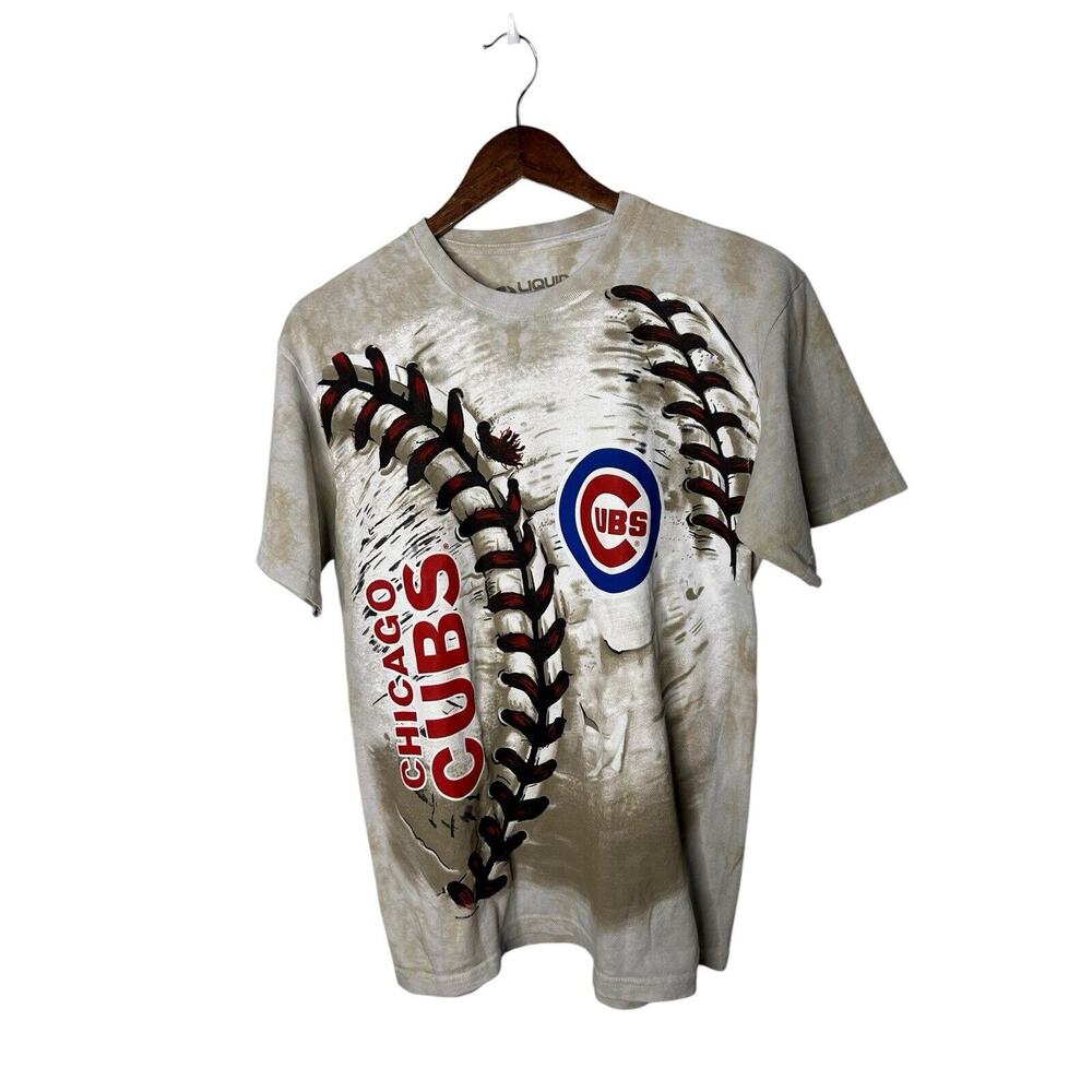 MLB Chicago Cubs Liquid Blue Tie Dye Baseball Graphic‎ Men's medium T-Shirt